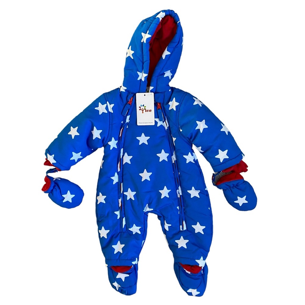 Vine Snowsuit Gloves Booties Baby Boy/Girl Winter Warm Bunting Hood 3-6 Months